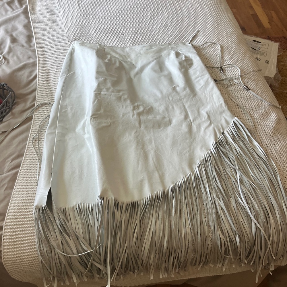 White Fringe Handmade Native  Skirt & Vest